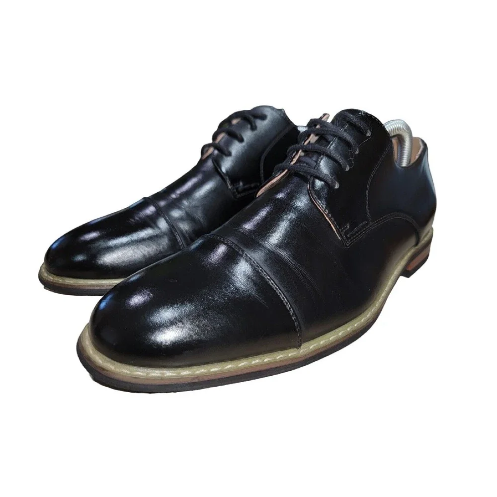 Bruno Marc Men's‎ Prince 6 Black Cap Toe Oxfords Dress Shoes Size 9 M